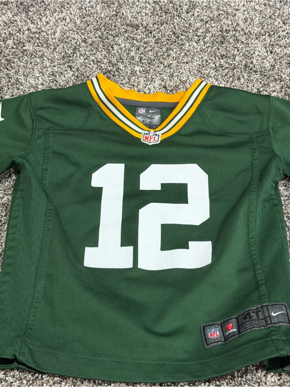 Green NFL Kids' Football Jersey with Number 12 size 4t